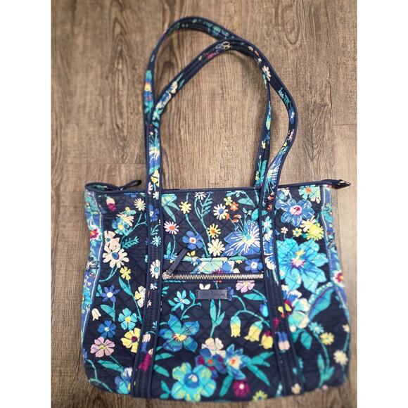 Vera Bradley Handbags - Vera Bradley Iconic Tote Bag Moonlight Garden Navy Blue Purse Zip Top Shoulder